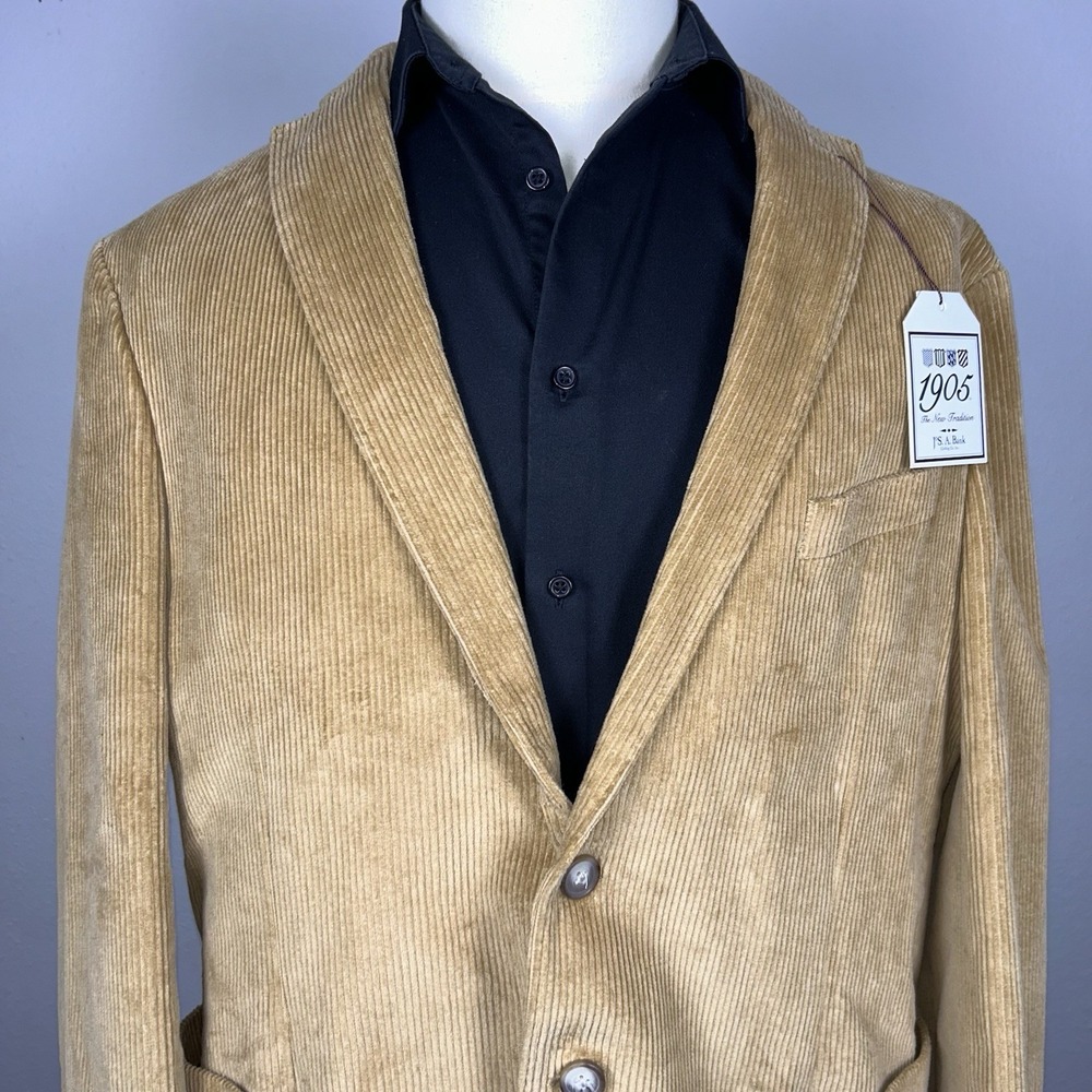 JoS A Bank Corduroy Blazer Sport Coat Classic Academia Coastal Tan Mens 46R NWT